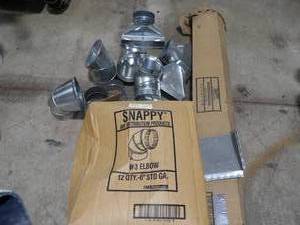 LARGE LOT OF SNAPPY 6 DUCT WORK, 12 #3 ELBOWS,