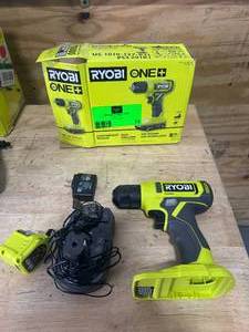 lot 13 image: RYOBI PCL201K1 ONE 18V Cordless 38 in. DrillDriver Kit with 1.5 Ah Battery and Charger - C49