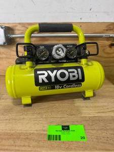 lot 20 image: RYOBI P739 ONE 1 Gal. 120 PSI Portable 18V Horizontal Air Compressor - C149