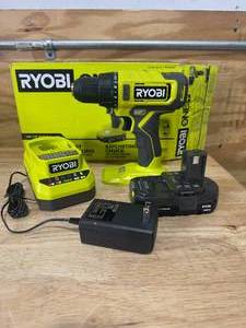 lot 21 image: RYOBI PCL206K1 ONE 18V Cordless 12 in. DrillDriver Kit with (1) 1.5 Ah Battery and Charger - C79