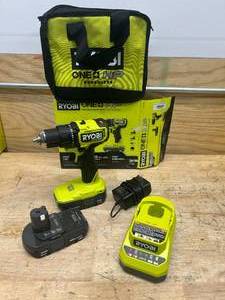 lot 46 image: RYOBI PSBDD02K2 ONE HP 18V Brushless Cordless Compact 12in. DrillDriver Kit with (2) 1.5 Ah Batteries and Charger - C139