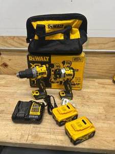 lot 50 image: DEWALT DCK2050M2 20V MAX XR Hammer Drill and ATOMIC Impact Driver 2 Tool Cordless Combo Kit with (2) 4.0Ah Batteries, Charger, and Bag - B279