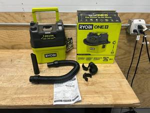 lot 48 image: RYOBI PCL733B ONE 18V Cordless 1 Gal. WetDry Vacuum (Tool Only) - C79