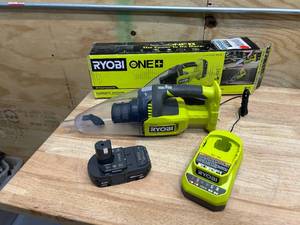 lot 52 image: RYOBI PCL705K ONE 18V Cordless Multi-Surface Handheld Vacuum Kit with 2.0 Ah Battery and Charger - C79.97