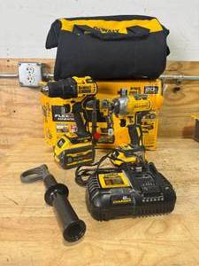 lot 75 image: DEWALT DCK2100D1T1 20V MAX Cordless Brushless Hammer DrillDriver 2 Tool Combo Kit with FLEXVOLT ADVANTAGE - C399