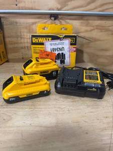 lot 77 image: DEWALT DCB2460C 20V MAX Lithium-Ion 6.0Ah and 4.0Ah Battery and Charger Starter Kit - B299