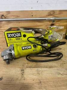 lot 140 image: RYOBI AG454 7.5 Amp 4.5 in. Corded Angle Grinder - D79