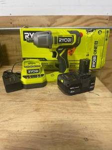 lot 142 image: RYOBI PCL265K1 ONE 18V Cordless 12 in. Impact Wrench Kit with 4.0 Ah Battery and Charger - C119