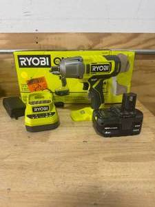 lot 145 image: RYOBI PCL265K1 ONE 18V Cordless 12 in. Impact Wrench Kit with 4.0 Ah Battery and Charger - B119