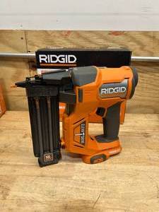 lot 38 image: RIDGID R09891B 18V Brushless Cordless 18-Gauge 2-18 in. Brad Nailer (Tool Only) with CLEAN DRIVE Technology - B199