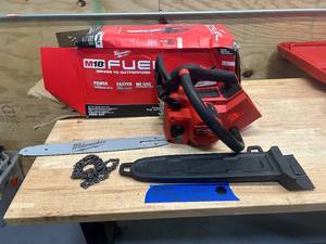 lot 157 image: MILWAUKEE 2826-20T M18 FUEL 14 in. 18V Lithium-Ion Brushless Cordless Battery Top Handle Chainsaw (Tool Only) - D 349