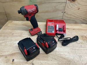 lot 161 image: MILWAUKEE 2760-20-48-11-1856 M18 FUEL SURGE 18V Lithium-Ion Brushless Cordless Hex Impact Driver with (2) 5.0Ah Battery - D618