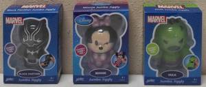 lot 12 image: JA-RU Jumbo Jiggly (1) Black Panther (1) Minnie Mouse (1) Hulk - NEW