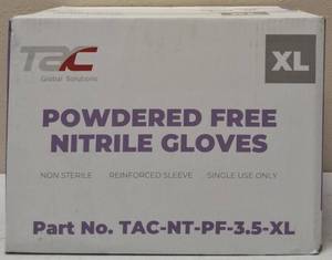 lot 16 image: GLOBAL SOLUTIONS TAC BRAND- Powder Free Nitrile Gloves (10 Boxes)  Size XL - NEW