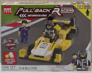 lot 24 image: Block Tech - (1) Pull Back & Release Motorized Car - Yellow (View Photos for More Details)