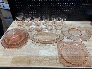 lot 12 image: Pink Depression Glass