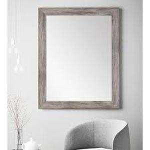 lot 11 image: Weathered 33 in. W x 28 in. H Framed Rectangular Bathroom Vanity Mirror in Weathered Gray by BrandtWorks Customer Returns See Pictures