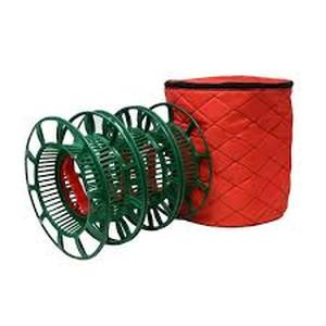 lot 19 image: Lot of Simple Living Solutions Large Christmas Light Reels with Red Quilted Polyester Storage Bag Customer Returns See Pictures