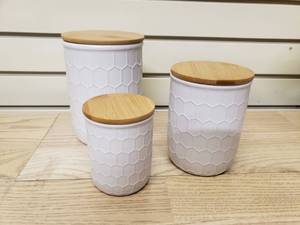 Ceramic Canister 3 Pieces with Bamboo lids