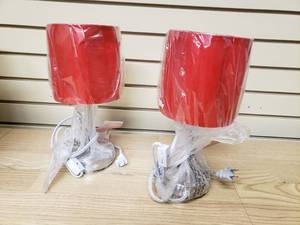 2 Small Red Table Lamps