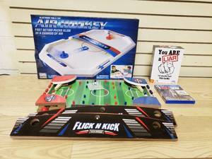 1 Air Hockey Game, 1 Foosball game 1 Ps4 2K251, 1 You are a liar Game