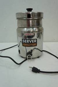 lot 8 image: stand alone soup warmer with pan and lid