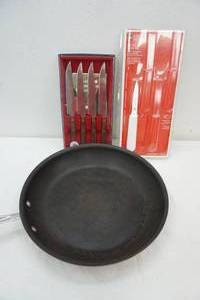lot 37 image: knives and pan lot