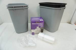 lot 54 image: waste baskets and 10 gallon can liners