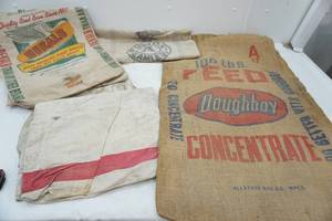 lot 100 image: burlap and cotton feed sacks