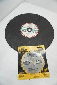 lot 121 image: stone cutting disk and wood saw blade