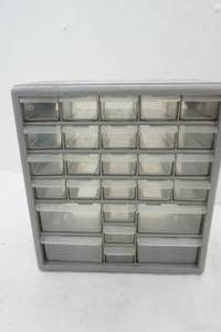lot 141 image: small hardware organizer bin. plastic. complete