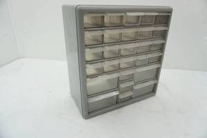 lot 142 image: small hardware organizer bin. plastic. complete