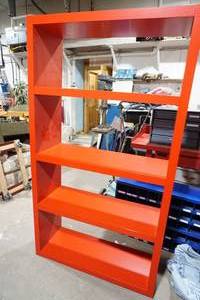 lot 73 image: large red 4 tier shelf