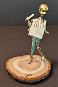 lot 76 image: Malcom Moran Bronze and Quartz Paperboy Figurine