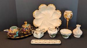 lot 79 image: Vintage Painted Porcelain Dishes