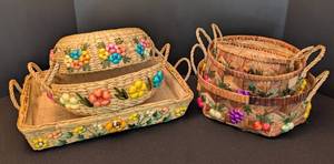 lot 80 image: Colorful Woven Baskets