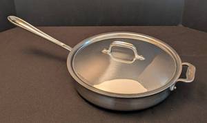 lot 30 image: All Clad 11 Stainless Steel Skillet with Lid