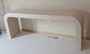 lot 10 image: Vintage Cream Laminate Waterfall Console Table