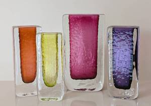 lot 23 image: Gorgeous Colored Glass Vase Set