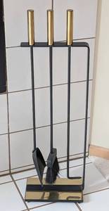 lot 27 image: Vintage Brass Fireplace Tool Set