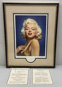 lot 2 image: 1995 Marilyn Monroe By Michael Deas Framed Behind Glass With COA 23 12 x 29