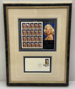 lot 3 image: 1995 First Day Issue Marilyn Monroe Stamps Framed Behind Glass 17 x 21 14