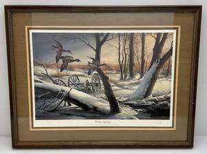 lot 9 image: Framed Behind Glass Pencil Signed Terry Redlin Prairie Springs Limited Edition Print 780960 26 x 34