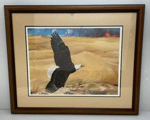 lot 16 image: 1991 Framed Behind Glass Mario Fernandez Wings Over The Desert Limited Edition Print 402500   29 12 x 35 12