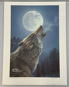 lot 35 image: Unframed James Meger Pencil Signed  (ARTIST PROOF)  Night Music Timberwolf  85500 20 12 x 27 12  Overall Paper Size (In Protective Envelope)