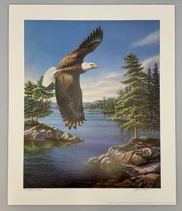 lot 43 image: Unframed James Meger Pencil Signed (ARTISTS PROOF) American Heritage Bald Eagle 6899   21 34 x 26 14 Overall Paper Size (In Protective Envelope)