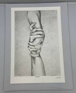 lot 47 image: Unframed Pencil Signed Lynn Lonsdale Fear Not For I Am With You Pencil Sketch Print 17 x 25 Overall Paper Size (With Protective Sleeve)