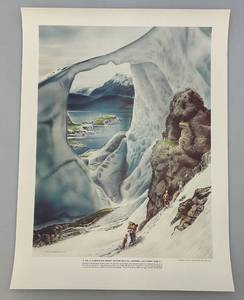 lot 63 image: 1977 Unframed Loyal H. Chapman Golf Print No. 11 Larsen Ice Shelf Antarctica Country Club Approx. 463 Yrds. Par 4 Print 18 x 24 Sheet Size