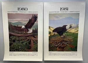 lot 80 image: Unframed 1980  Ken Michaelsen The Arrival First Of Series &1981 William Downey Building Second In The Series For Sebastiani Vineyards Eagle Posters 24 12 x 37 