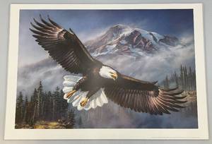 lot 81 image: 1993 Unframed James Meger Anthem American Bald Eagle Print 24 x 35 Overall Paper Size (In Protective Sleeve)